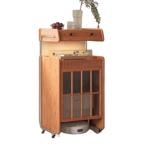 Mueble para Robot Aspirador, Estante de Almacenamiento de Madera Maciza, Mueble Móvil para Sala de Estar - Product Image 5