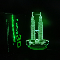 Lampe 3D certifiée CE Rohs, lampe 3D en forme de Tour Eiffel, lampe 3D durable, économie d'énergie, lampe 3D chaton, veilleuse de dessin animé