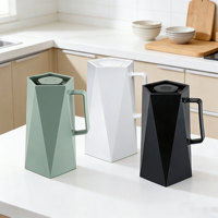 Nuevo Termo de Plástico sin BPA de 1L/1.3L, Tetera, Cafetera al Vacío con Revestimiento de Vidrio, Forma de Diamante, Termo de Doble Pared