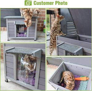 Nhỏ bằng gỗ Thỏ hutch Bunny lồng với PVC Cánh Cửa Thời tiết ngoài trời Hoang Dã mèo nhà dùng một lần trong nhà-thiết kế - Product Image 2