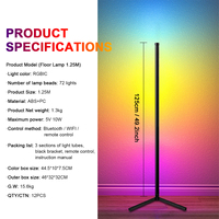 Lámpara de Pie RGB Personalizada, Moderna, con Control Remoto, LED, Ajustable, para Esquinas
