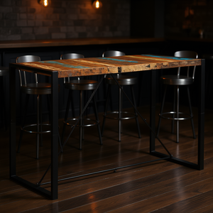 Mesa de Bar de Madera Maciza Reciclada 55.1x27.6x43.3, Diseño Industrial, Base de Trípode, Uso Comercial - Product Image 2