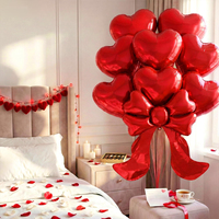 Ensemble de ballons en feuille d'aluminium en forme de cœur rouge pour la Saint-Valentin, mariage, fiançailles, anniversaire, fête romantique, kit de décoration de ballons à l'hélium