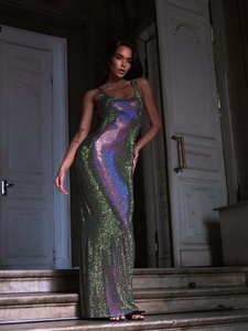 OUDINA en stock, robe de <span class=keywords><strong>soirée</strong></span> élégante sans manches avec strass, robe de <span class=keywords><strong>soirée</strong></span> <span class=keywords><strong>longue</strong></span> glamour, robe de <span class=keywords><strong>soirée</strong></span> avec diamants - Product Image 5