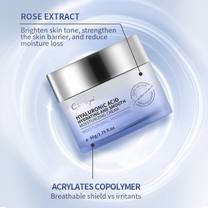 Crème hydratante pour le visage avec acide hyaluronique extrait de rose hyaluronate de sodium hydratant en profondeur crème de soin nourrissante et lissante pour la peau - Product Image 4