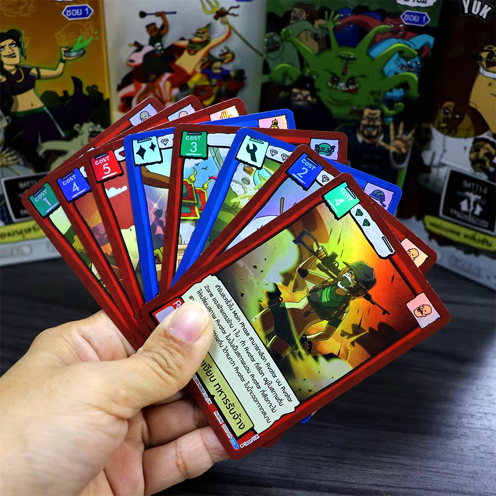 Customizable Logo And Packaging Holographic Printed Surface 350gsm Glossy Paper TCG Game Trading Cards
