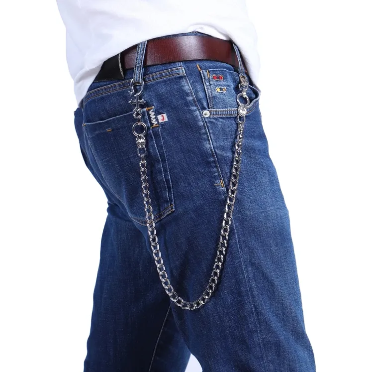 Wholesale New Fashion Men's Waist Key Chain Metal Cross Vintage Gothic Punk Skeleton Pants Trousers Jean Chain