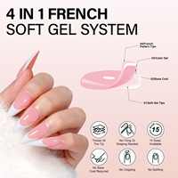 Ongles français roses brillants prêts à poser, forme stiletto longue, 180 pièces, capsules de gel pré-dessinées, 15 tailles, application facile pour salon de manucure, vente en gros