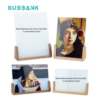 Subbank Cadre photo en bois vierge pour sublimation, plateau de base en verre pour artisanat, personnalisable DIY, décoration intérieure, souvenir