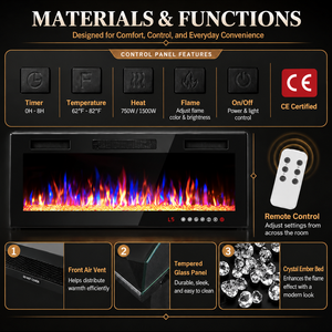 Chimenea Eléctrica Integrada con Soporte para TV de 36 Pulgadas, Eficiente Energéticamente, Llama Ajustable en 12 Colores, Control Remoto, con 1 Año de Garantía - Product Image 5