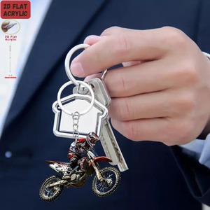 Llavero Minimalista para Motocicleta con Diseño Plano 2D - Cierre de Mosquetón Resistente para Regalos de Cumpleaños - Product Image 4