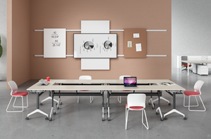 <span class=keywords><strong>Table</strong></span> pliante multifonctionnelle combinable avec filet à livres, porte-gobelet, utilisation scolaire, conférence, formation - Product Image 5