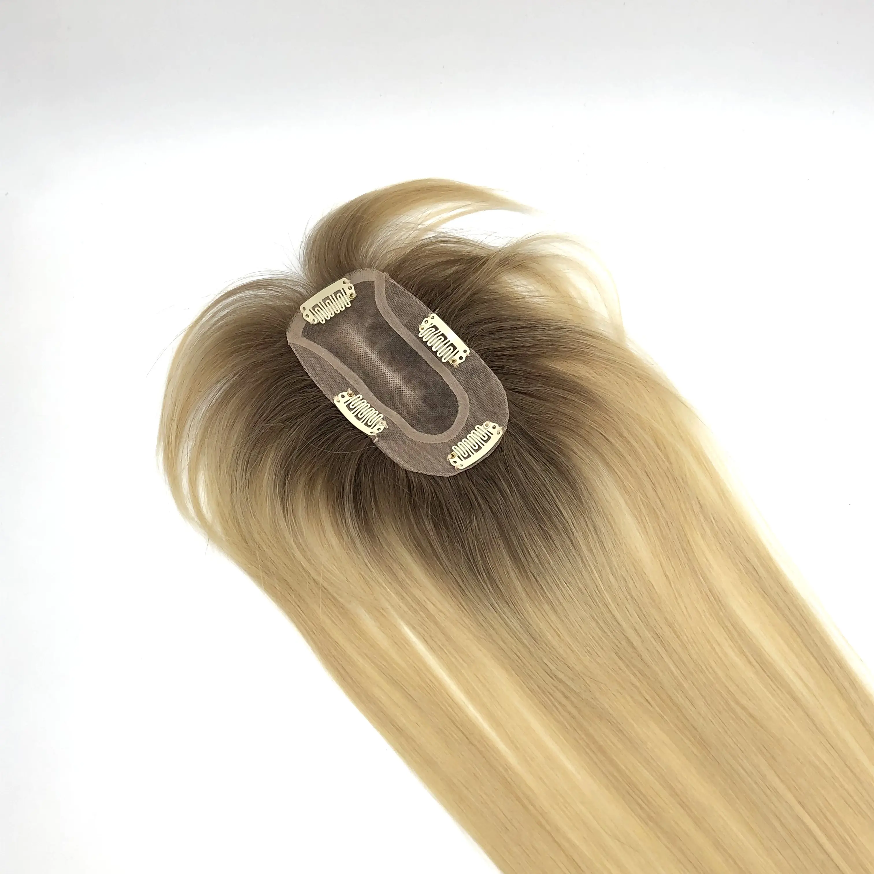 Longfor Menselijk Haar Topper Hand Gemaakt Remy Hair Blonde Kleur Donkere Wortels 10t613 #