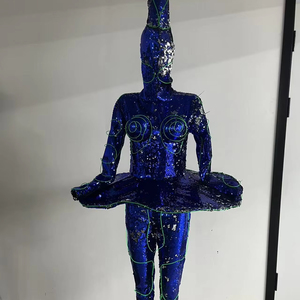 <span class=keywords><strong>Costume</strong></span> de performance à paillettes bleues avec fil LED EL, tenue de scène futuriste science-fiction pour danseurs - Product Image 1