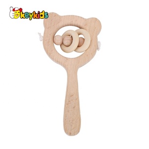 2024 High Quality Wooden <strong>Baby</strong> Wrist <strong>Rattles</strong> with Customize W08K281 - Product Image 3