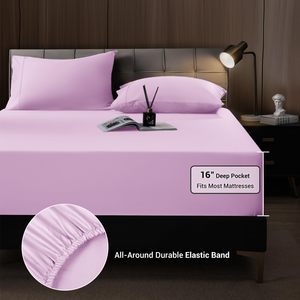 Juego de sábanas King de 4 piezas sábanas de bambú derivadas de rayón refrescante 16 "bolsillo profundo transpirable suave Hotel ropa de cama sedosa - Product Image 1