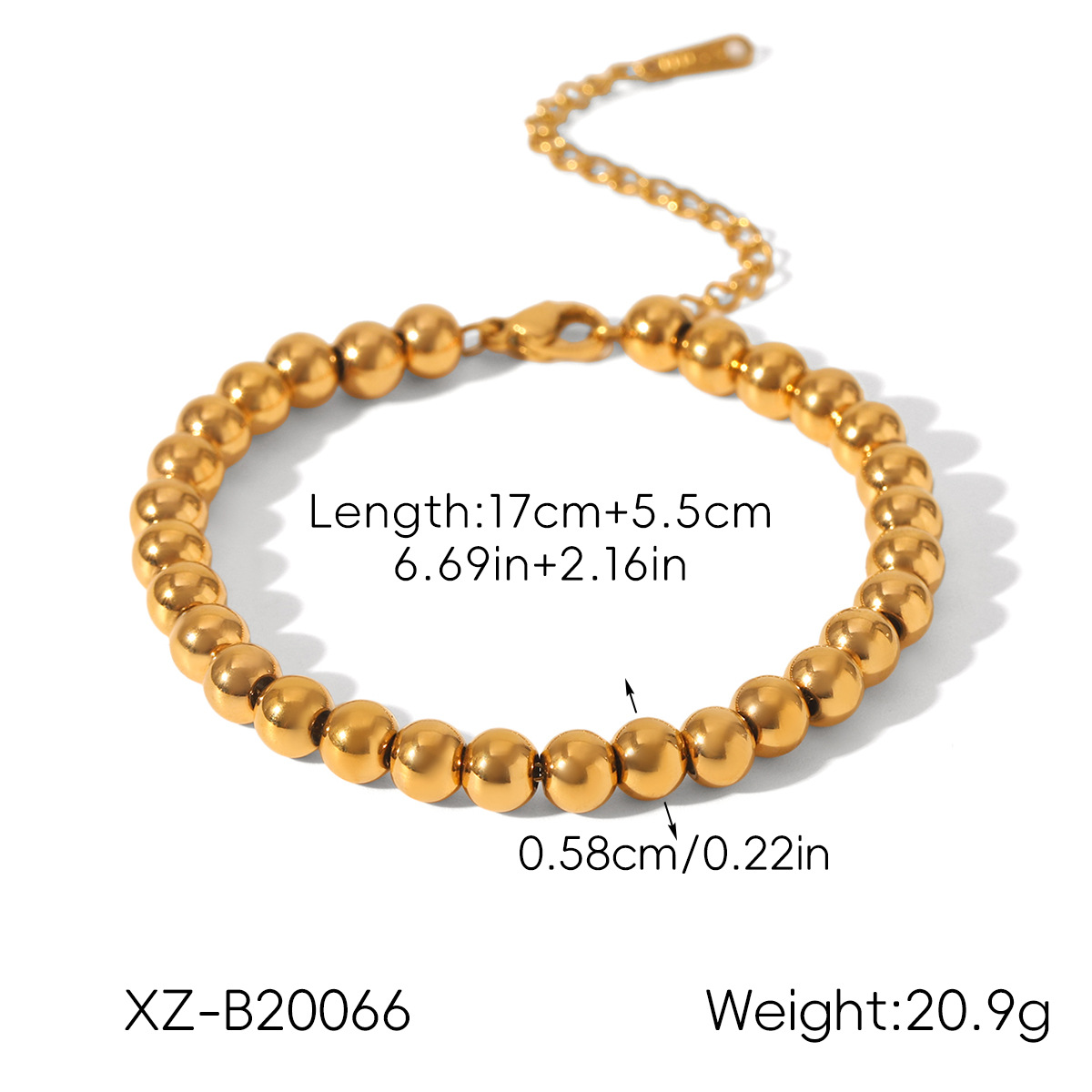 Catena con perline da 6 mm