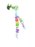 Porte-clés personnalisé avec perles lettres, pendentif de sac fait main en corde tressée DIY