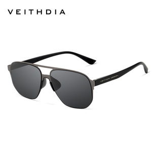 Veithdia Men's Square Sunglasses TR Metals <b>Frame</b> Nylon Lens UV400 Polarized Type 3 Sunshades Black 8221 - Product Image 4