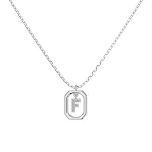 Dylam 5A Cubic Zirconia -F- Alphabet <b>Pendant</b> Necklaces Charms Women <b>Initial</b> Letter Link Chain Necklace 2 Colors 45cm New Design - Product Image 1