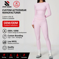 Ensemble de yoga 2 pièces pour femmes, haut à manches longues à col rond, leggings de yoga taille haute, vêtements de sport pour la salle de sport et les entraînements