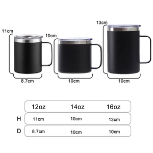 High Quality Colorful 12 OZ 18/8 Stainless Steel Double Wall Insulated Leak-Proof Coffee Travel Mug Handle Lid 6-12 Hours - Product Image 5