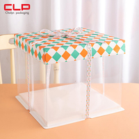 Boîte à gâteau acrylique transparente en PVC transparent avec ruban cadeau d'anniversaire recyclable écologique pour la pâtisserie utilisation alimentaire