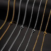 Collar de cadena de eslabones de acero inoxidable chapado en oro de 18K al por mayor, collar de cadena de bordillo cubano para fabricación de joyas DIY