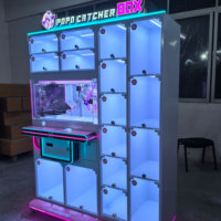 POPO CATCHER BOX Machine à griffes en métal avec vitrine de récompenses éclairée par LED, jeu de griffes à monnayeur pour cadeaux, prise universelle, usage intérieur