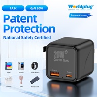 Worldplug - Adaptador de Viaje USB PD QC de 20 W, Tamaño Mini, Adaptador Universal Internacional con 1A1C