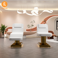 Lit de massage électrique blanc de luxe à 3 moteurs pour spa, salon et traitements faciaux
