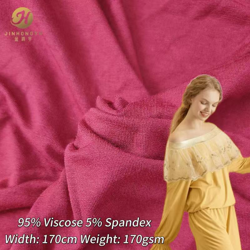 Wholesale Soft Breathable 95% Viscose 5% Spandex Tricot Knitted 170gsm 40/20 Fabric for Underwear Dresses