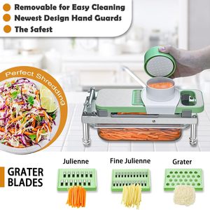 Stainless Steel Manual <strong>Vegetable</strong> <strong>Chopper</strong> 8 Blades Onion Dicer Container Food Cutter Grater Mandoline Slicer Dishwasher Safe Easy - Product Image 4