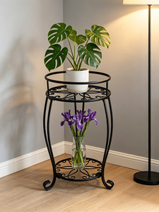 Fioriera Moderna <span class=keywords><strong>in</strong></span> <span class=keywords><strong>Ferro</strong></span> <span class=keywords><strong>Battuto</strong></span> per Interni, Scaffale Portafiori da Terra Semplice, Portavasi Smontabile a Più Livelli - Product Image 5