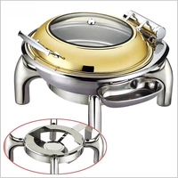 Chauffe-Plat de Luxe 6L en Verre avec Couvercle, Or Rose, en Acier Inoxydable Hydraulique, Chauffe-Plat Arabe pour Buffet et Maintien au Chaud