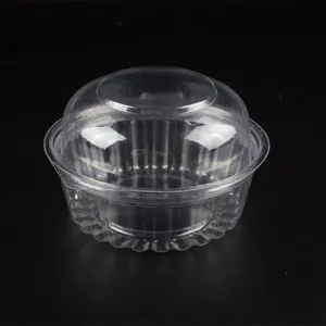 Caja transparente de plástico para almacenamiento de alimentos, contenedor redondo de plástico desechable de 8oz para embalaje de alimentos