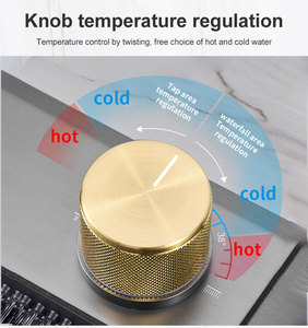 Bộ chậu rửa chén nhà bếp bằng thép không gỉ hiện đại màu đen đa chức năng, kiểu thác nước, một ngăn, kèm vòi - Product Image 4