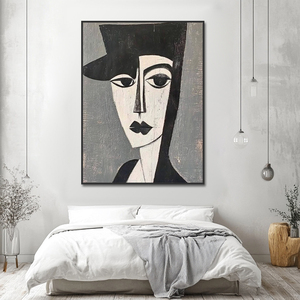 Esthétique Décoration d'intérieur Fait à la main Moderne <span class=keywords><strong>Noir</strong></span> <span class=keywords><strong>Blanc</strong></span> Géométrique <span class=keywords><strong>Femme</strong></span> <span class=keywords><strong>Visage</strong></span> Peinture Cubiste Portraits Art Mural - Product Image 3