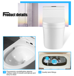 <span class=keywords><strong>WC</strong></span> monobloc moderne en céramique à siphon en S, double chasse siphonique, économie d'eau, avec abattant à fermeture douce - Product Image 2
