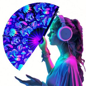 13-inch Large Ultraviolet Luminous Folding Clapper Board Ripping Bamboo Decoration Festival Accessories <b>Hand</b> <b>Fan</b> - Product Image 1