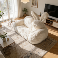 Riesiges Hasenförmiges Sofa Weißes Plüsch-Wohnzimmer-Sofa Bequemer Flauschiger Tier-Loveseat Übergroßer Akzent-Sessel