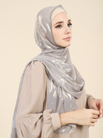 SWAN Foulard en Chiffon Personnalisé avec Logo pour Femmes Musulmanes, Estampage à Chaud, Uni, en Crêpe, Longue Écharpe Hijab avec Strass