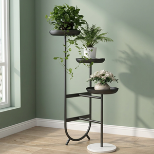 AK Laiton Noir Décoratif Moderne Trois Pot Jardinière Plante Stand Décoratif Trois Étagères Rack Intérieur Salon Trois Niveaux - Product Image 3