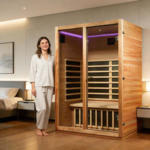 Nuevo 2026: Sauna de infrarrojos lejanos para 2-4 personas, de madera de hemlock, para apartamento, villa, gimnasio en casa, fitness, equipo de bienestar de bajo EMF, desde almacén en EE. UU. - Product Image 3