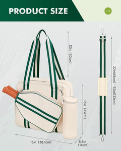 Bolsa de Transporte Impermeable de Poliéster para Raquetas de Pickleball para Mujeres y Hombres con Funda para Raqueta, Bolsa para Pelotas, Correa de Hombro Ajustable y Gancho para Valla - Product Image 2