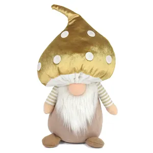 13 Inch 2024 Spring Summer Holiday Farmhouse Agaric Decor Tomte Stuffed Golden Mushroom Head Gnomes