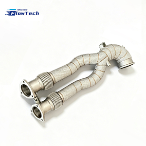 ท่อลงเทอร์โบ High Flow Racing สำหรับ Audi RS3 8V TTRS 8S 2.5T EA855 ผลิตจากสแตนเลส T304 พร้อมแผ่นกันความร้อน สำหรับอัพเกรดระบบไอเสีย - Product Image 1