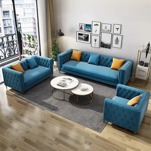 Best Price 3 2 1 Seats Modern Velvet Fabric sofa set for Living Room Furniture