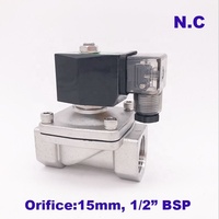 Válvula solenoide de agua NBR/EPDM/FKM de 2 vías SS304, Puerto normalmente cerrado, orificio de CA de 1/2 "110V, orificio de 15mm, tipo de enchufe de arranque de presión cero de 15mm