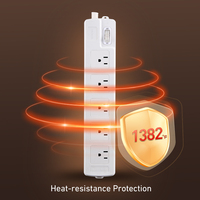 Regleta de alimentación de cobre de 4 orificios y 1.8M con enchufe múltiple, 15A/125V, estándar americano, para hogar y oficina